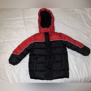 iXtreme Kids Boys Puffer Hoodie Jacket Size 4T Black Red Fleece Lined